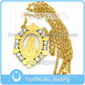 Trendy Religious Gold Link Chain with Virgin Mary Wholesale Christ 316 Stainless Steel Chain Necklace